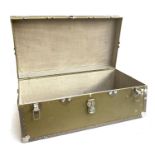 A vintage travel trunk, with side carry handles, 91cmW