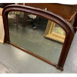 A mahogany over mantel dome top mirror, 100x66cm