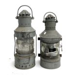 Two ships lanterns, one with damage, 43cmH and 46cmH