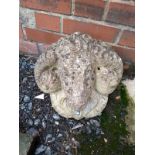 A stone rams head water fountain, 33cmH