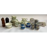 A mixed lot to include Russian coffee set; Tuscan china part tea set; two African carved wooden