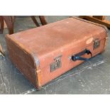 A vintage wood banded travel trunk, 68cmW