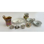 A small lot of ceramics to include Herend 2531 trinket dish; Limoges; Dresden; Wedgwood; Alt Wien;