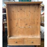 A 19th century pine wall unit, having hooks and two drawers below, 66cmW