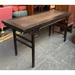 A Chinese bamboo and hardwood table, 171x62x84cmH