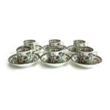 A set of six Cauldon coffee cans and saucers