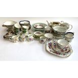 A mixed lot of teawares to include Crown Staffordshire, T. Goode, Queen Anne etc