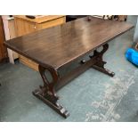 An oak refectory style table, 152x76x75cmH