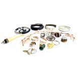 A quantity of jewellery to include various hallmarked silver earrings and rings set with hardstones;