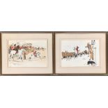 After Cecil Alden, two framed colour prints of hunting scenes, each 20x30cm