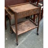 An oak hostess trolley with single drawer, 61x41x80cm