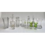 A mixed lot of glass to include a Tiffany & Co. cut glass decanter, personalised engraving, with