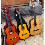 A lot of two small children's classical guitars; with one other (3)