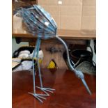 A wrought metal sculpture of a heron, 64cmH