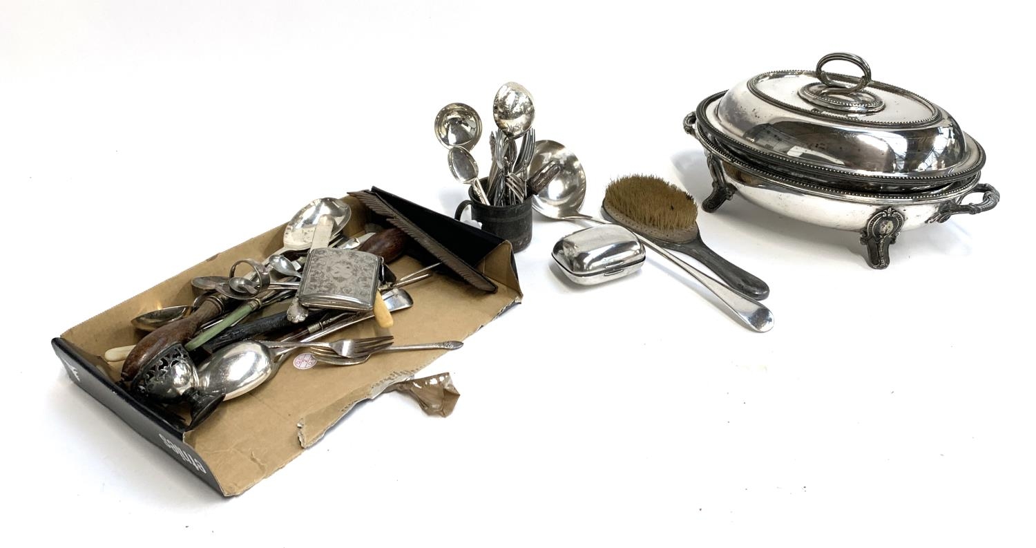 A quantity of plated flatware together with a plated chafing dish