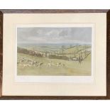 After Lionel Edwards, fox hunting scene, signed in pencil with studio blind stamp, 39x52cm