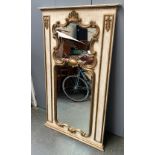 A large French wall mirror, rectangular, with two shaped plates, within scrolling gilt acanthus