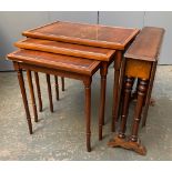 A nest of three tables, 59cmW; together with a sutherland table, 60cmW