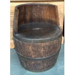 A barrel chair with removable seat, overall 58cmH, seat height 34cmH