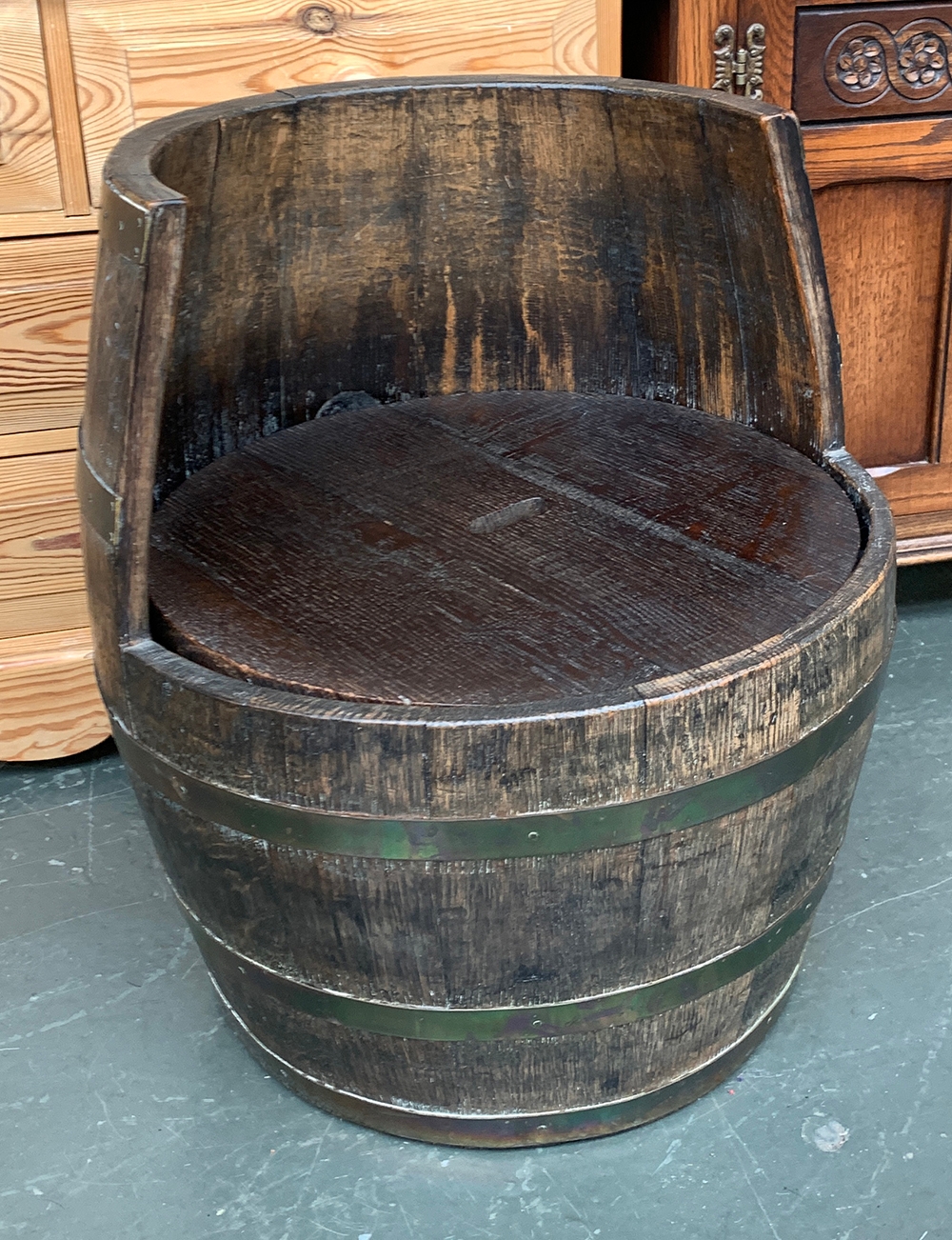 A barrel chair with removable seat, overall 64cmH, seat height 41cmH