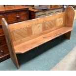 A 19th century pine church pew, 180cmW