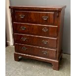 A small 20th century bachelors chest, foldover top over four drawers, on bracket feet, 64x33x76cmH