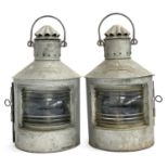 A pair of Dutch ships starboard and port lanterns, marked Stuurboord and Bakboord, approx. 41cmH