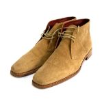 A pair of almost new Loake tan suede Chukka lace up boots, size M 11, with trees
