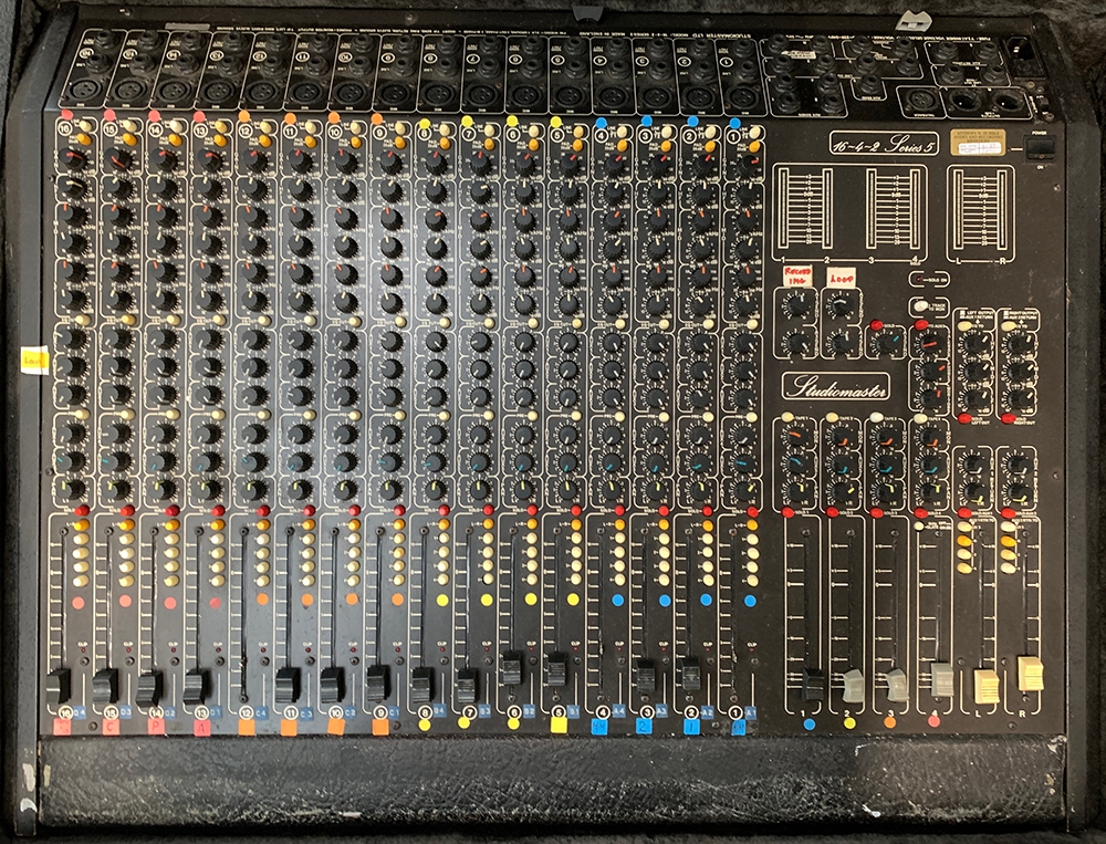 A Studiomaster 16-4-2 series 5 studio mixer, in hard flight case