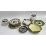 A mixed lot of plates, some hand painted, to include Myott etc