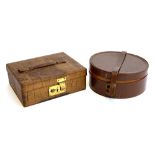 A brown leather collar box; together with a jewellery box with removable tray