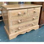 A small pine chest of two short over two long drawers, 102x45x71cmH
