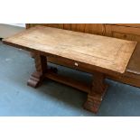 After Mouseman, an oak refectory style coffee table, 110x49x50cm