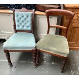 Two occasional chairs with stuffover seats
