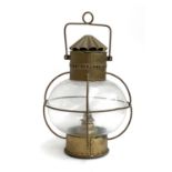 A brass ships oil lantern, marked British Make, 38cmH