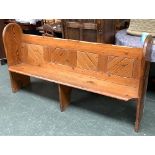 A 19th century pine church pew, 180cmW