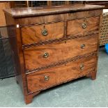 A 19th century mahogany chest of two short over two long drawers, on bracket feet, 104x51x99cmH