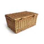 A wicker picnic hamper, with leather hinges and fasteners, 55cm wide