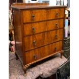 A 20th century chest of four drawers, on shell capped cabrioles, 76x46x97cmH