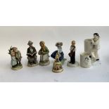 A mixed lot of figurines to include Royal Doulton 'Childhood Days, I'm Nearly Ready'; Lladro; Capo