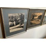 Two 20th century charcoal studies of landscapes, monogrammed MG, 31x25cm and 27x33cm (2)