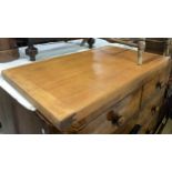 A very large wooden chopping board with cleated ends, from a professional kitchen, 91.5x50cm, 4cm