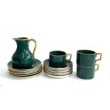 A Portmeirion malachite part tea service, 16 pieces, comprising teacups, saucers, milk jug