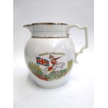 An early 19th century Pearlware jug commemorating the Marquis of Wellington's victory at