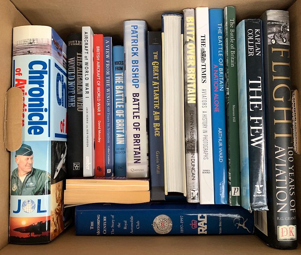 A mixed box of books on the subject of aviation, Battle of Britain etc