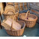 A mixed lot of various wicker baskets