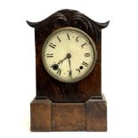 A walnut veneer mantel clock with the enamelled dial painted 'GEORGE MERRIX', 37.5cmH