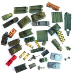 A box of plastic Airfix and unbranded tanks and other military vehicles