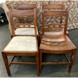Two pairs of mendlesham chairs, one pair with drop in seats, the other with solid bowed seats
