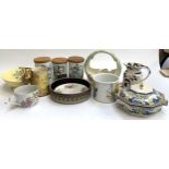 A mixed lot of ceramics to include Carlton Ware dish; Portmeirion canisters; Royal Doulton '